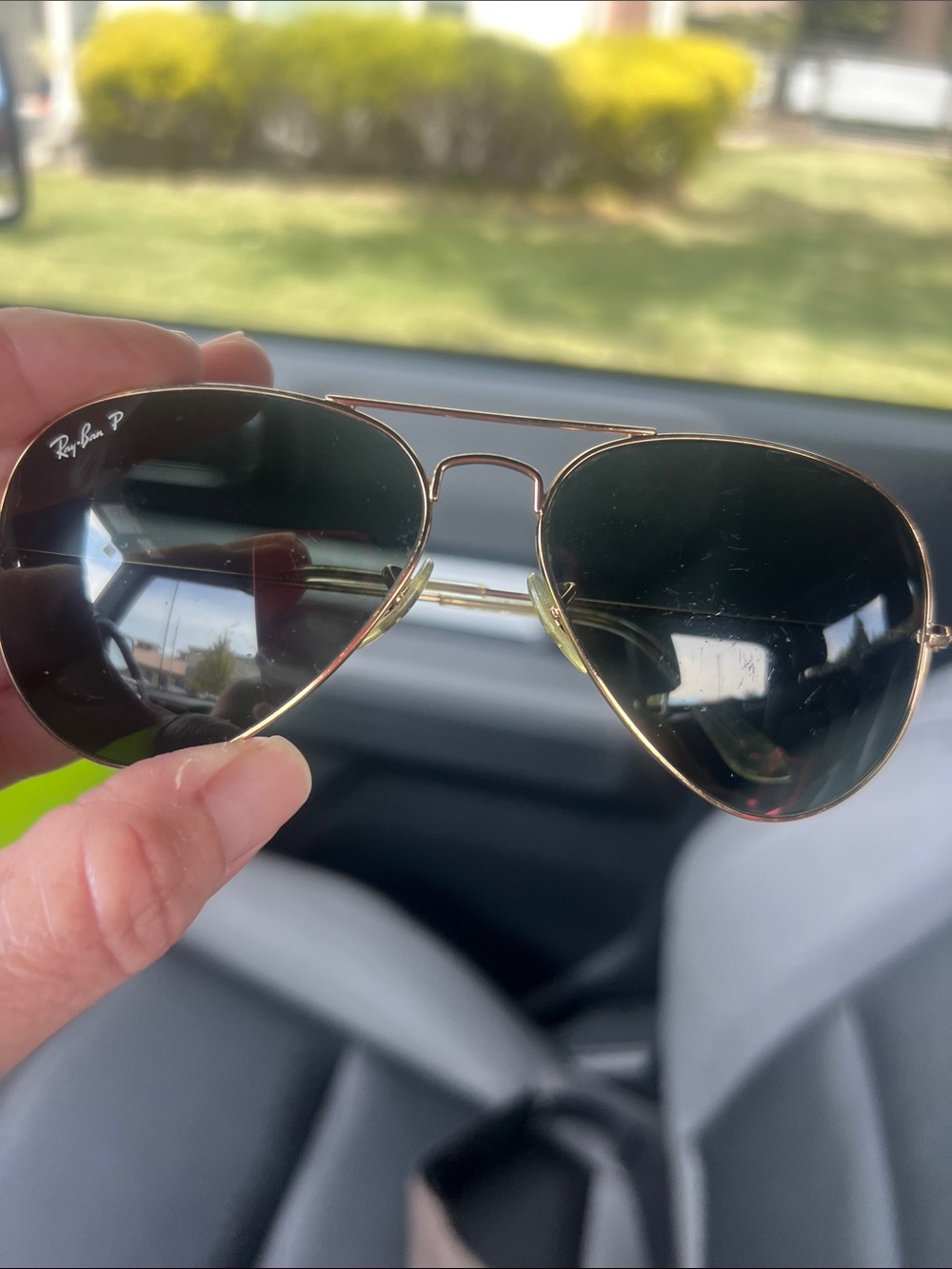 Ray-Ban Women’s Gold Aviator Sunglasses with Dark Green Lenses